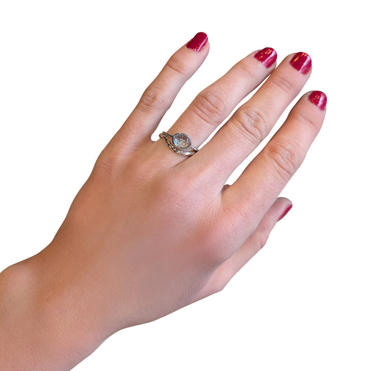 9ct White Gold Twisted Wedding Ring – Curved Band to Fit Engagement Ring