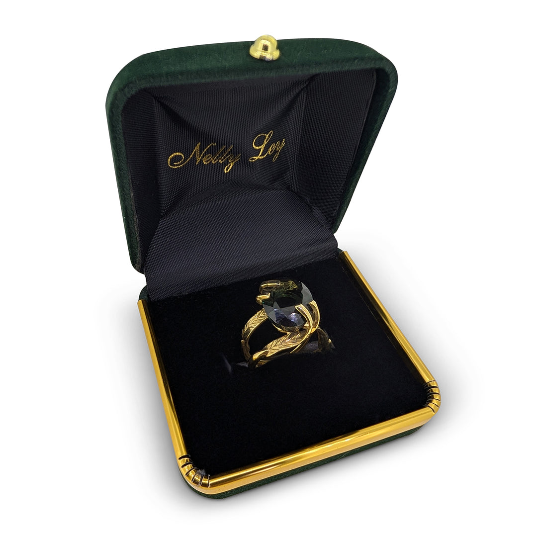 9ct Gold Green Sapphire Ring – Tropical Leaf Statement Ring
