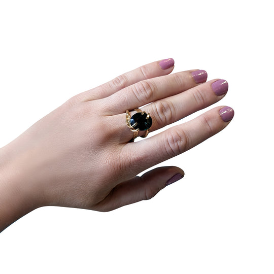 9ct Gold Green Sapphire Ring – Tropical Leaf Statement Ring