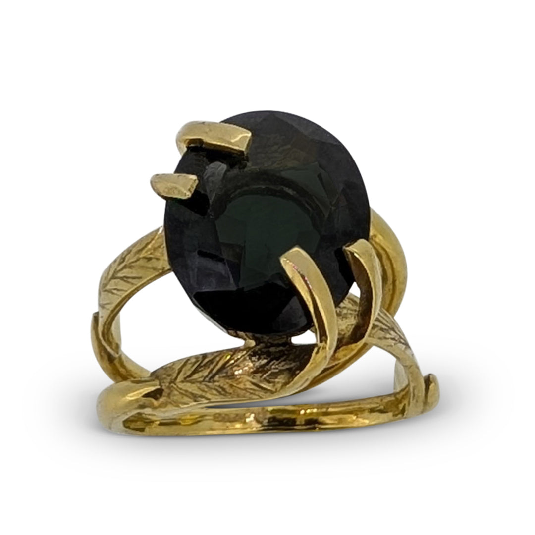 9ct Gold Green Sapphire Ring – Tropical Leaf Statement Ring