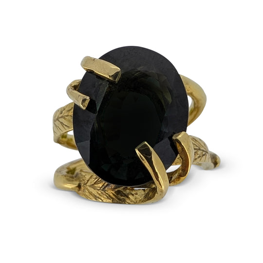 9ct Gold Green Sapphire Ring – Tropical Leaf Statement Ring