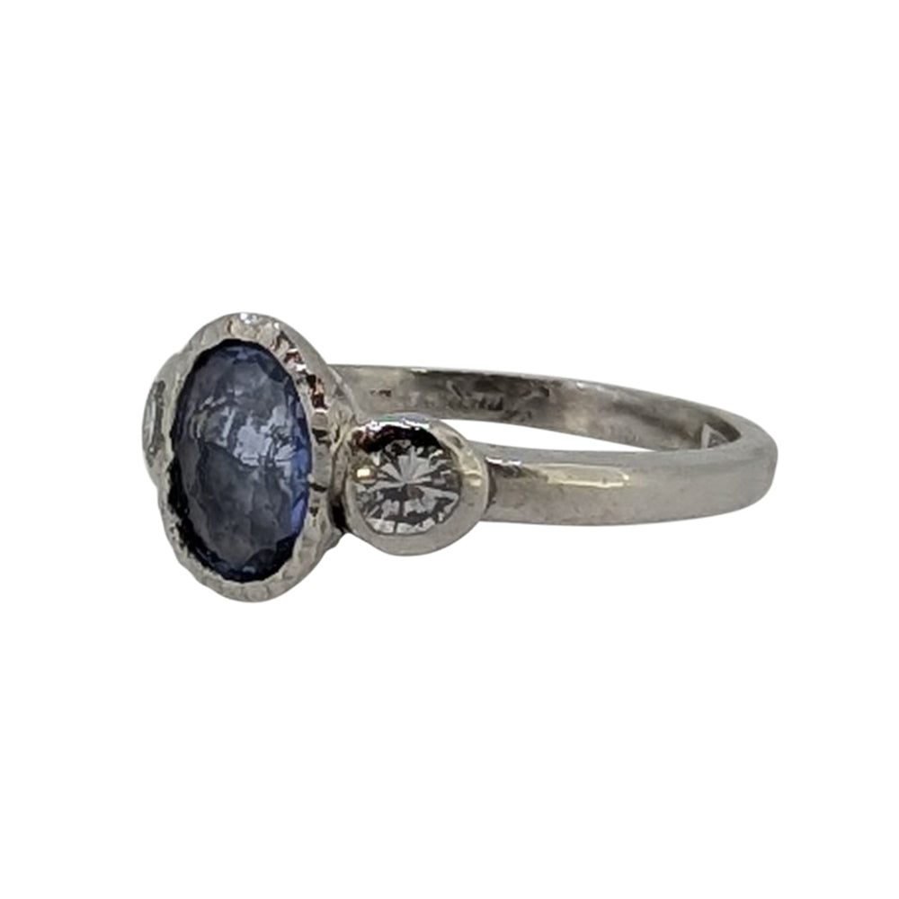 18ct White Gold Sri Lankan Sapphire & Diamond Ring – Artisan Design