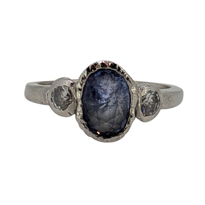 18ct White Gold Sri Lankan Sapphire & Diamond Ring – Artisan Design