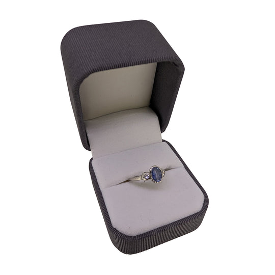 18ct White Gold Sri Lankan Sapphire & Diamond Ring – Artisan Design