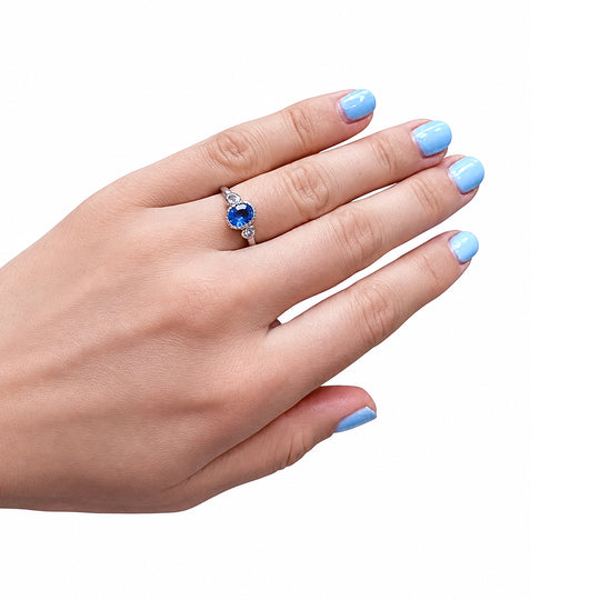 18ct White Gold Sri Lankan Sapphire & Diamond Ring – Artisan Design