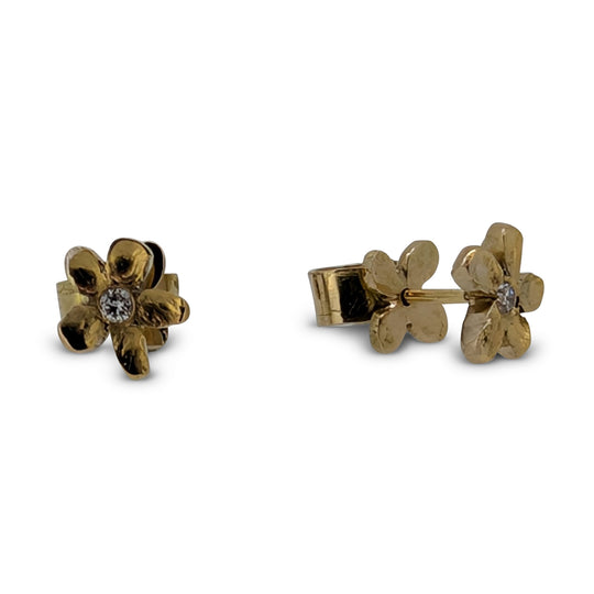 18ct Gold Flower Diamond Earrings – Brilliant-Cut Natural Diamonds