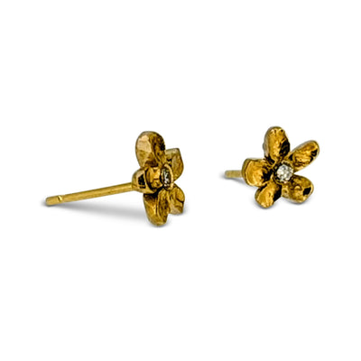 18ct Gold Flower Diamond Earrings – Brilliant-Cut Natural Diamonds