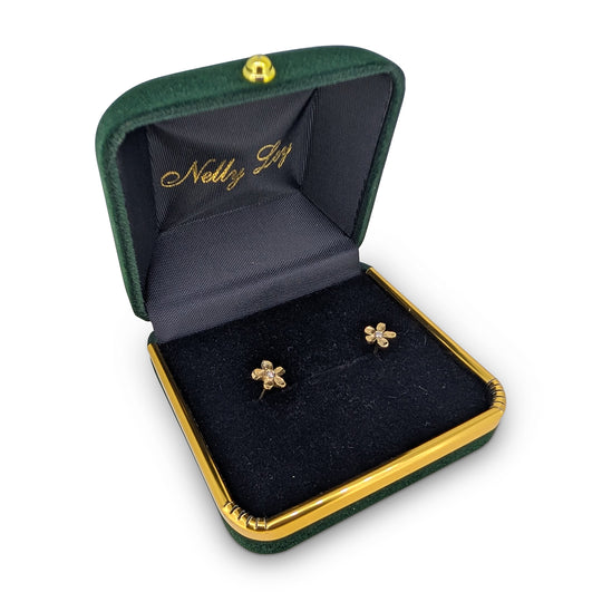 18ct Gold Flower Diamond Earrings – Brilliant-Cut Natural Diamonds