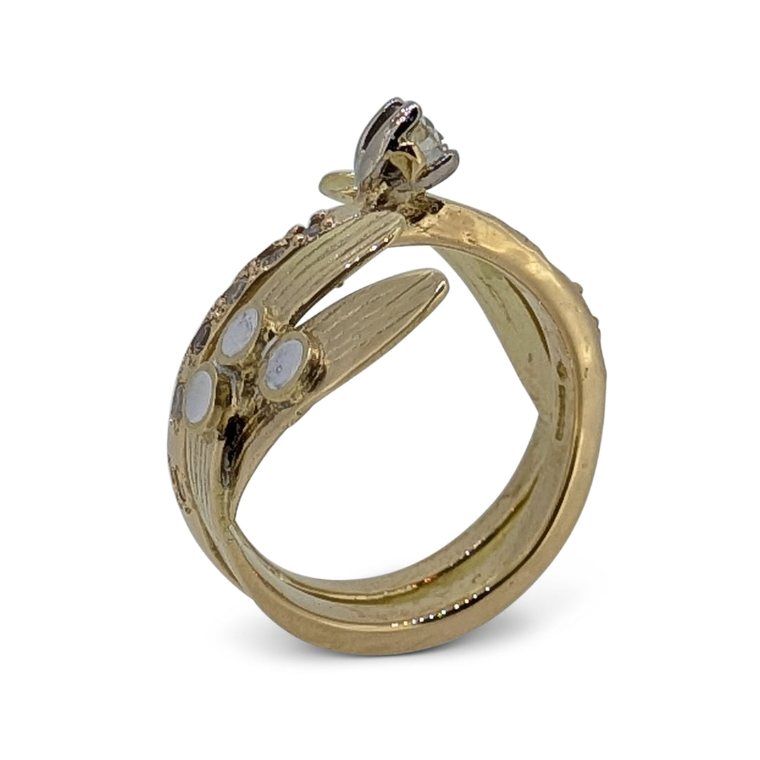 Bespoke Mistletoe Diamond Ring with Brilliant-Cut Diamonds