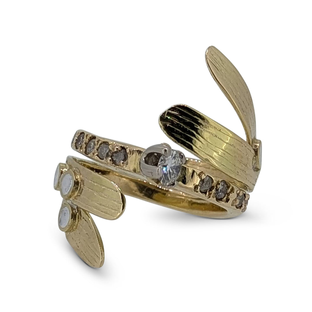 Bespoke Mistletoe Diamond Ring with Brilliant-Cut Diamonds