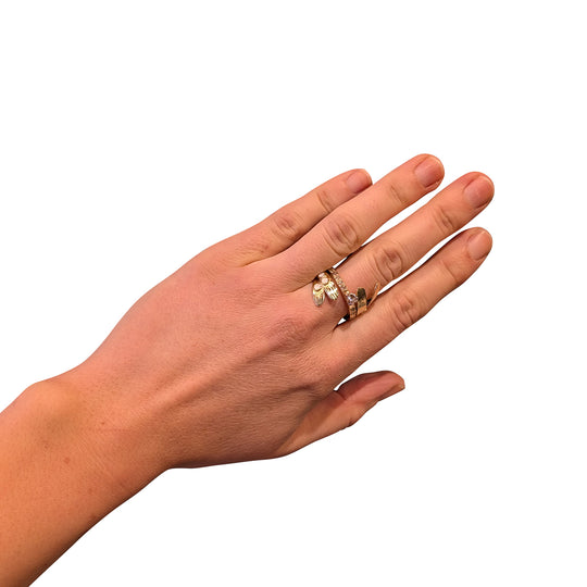 Bespoke Mistletoe Diamond Ring with Brilliant-Cut Diamonds