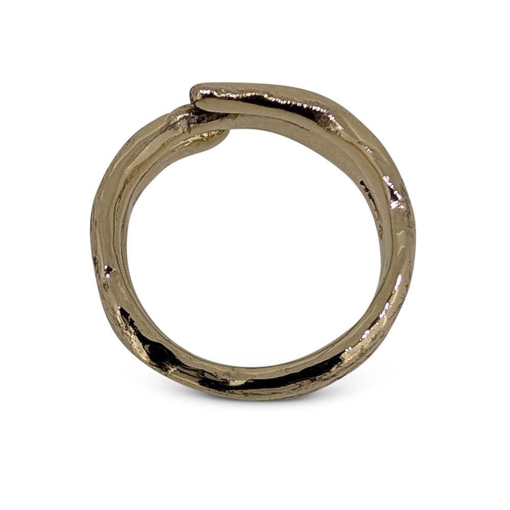 9ct Yellow Gold Sapphire & Diamond Swirl Ring – Handcrafted Artisan Design
