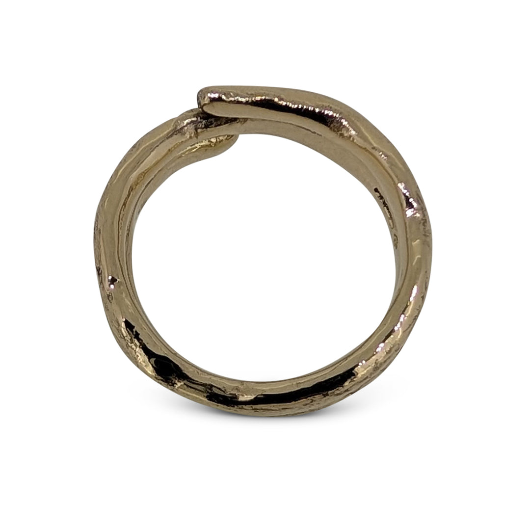 9ct Yellow Gold Sapphire & Diamond Swirl Ring – Handcrafted Artisan Design
