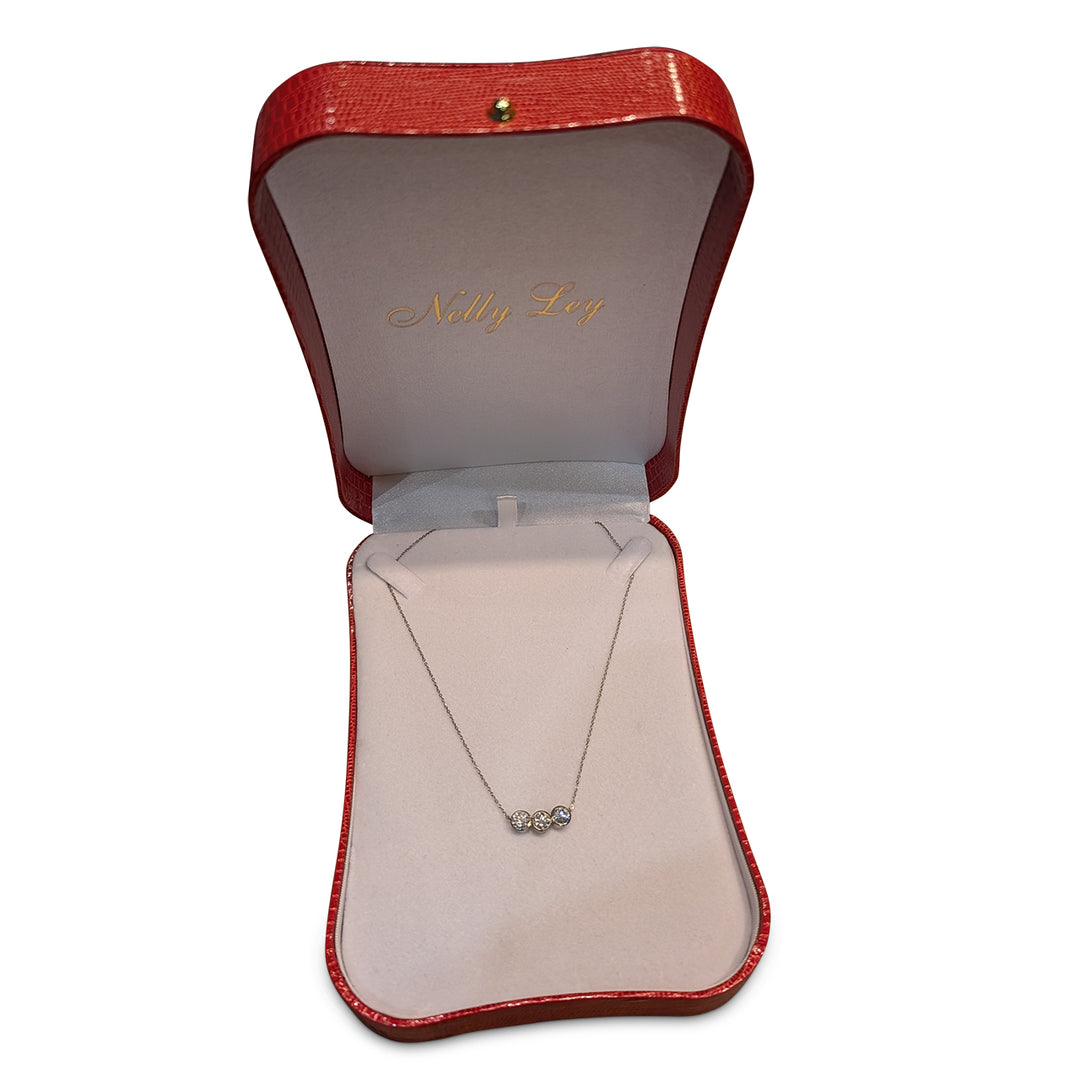 18ct White Gold Diamond Trilogy Necklace