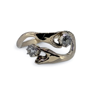 18ct Yellow Gold Diamond Hands Ring – Old Cut Natural Diamond Artisan Ring
