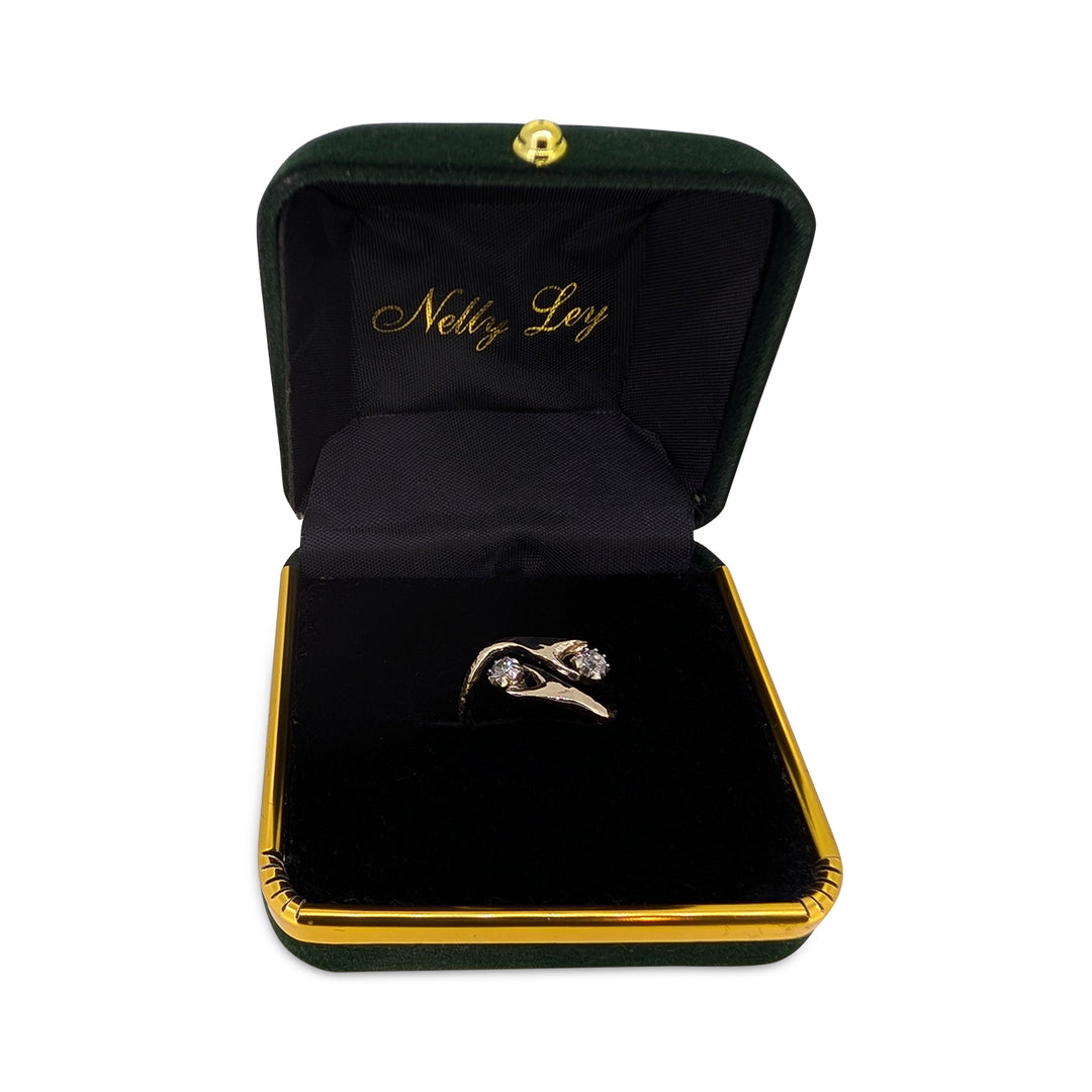 18ct Yellow Gold Diamond Hands Ring – Old Cut Natural Diamond Artisan Ring