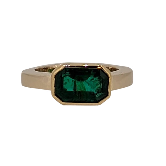 18ct Yellow Gold Colombian Emerald Ring – 2ct Natural Gemstone