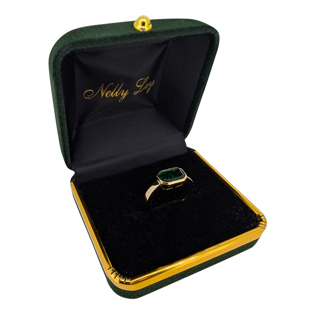 18ct Yellow Gold Colombian Emerald Ring – 2ct Natural Gemstone