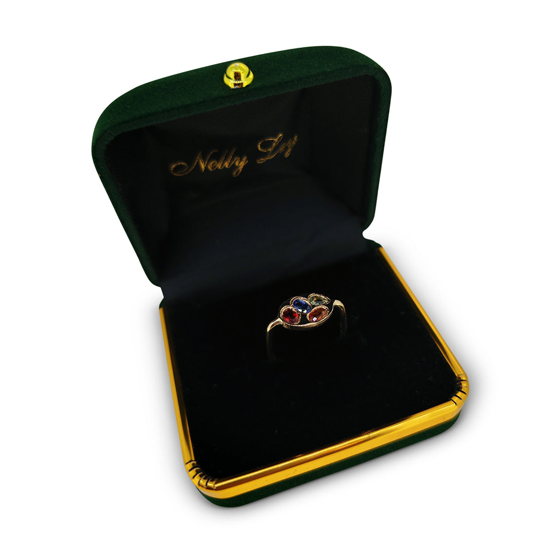 9ct Yellow Gold Oval Disc Ring – Delicate Handmade Natural Sapphires