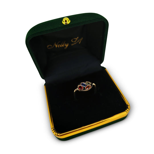 9ct Yellow Gold Oval Disc Ring – Delicate Handmade Natural Sapphires