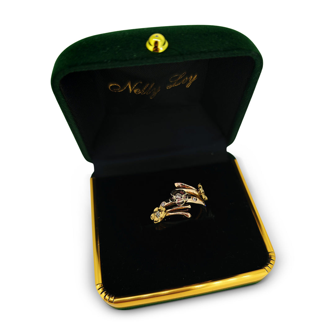 Handmade 9ct Rose Gold Floral Diamond Ring