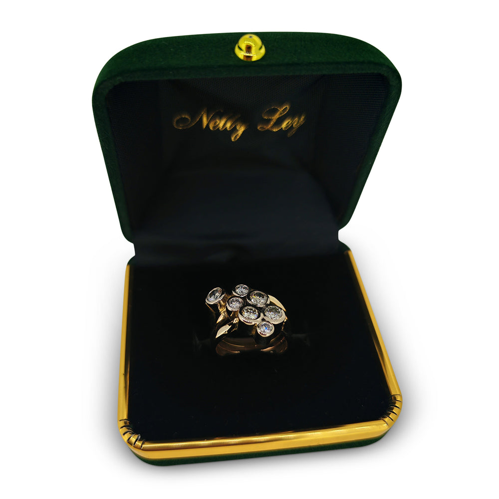 Tri Colour 18ct Gold Diamond Ring – Bubble Design with 2.5ct Brilliant Diamonds