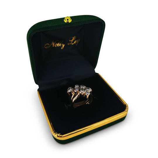 Tri Colour 18ct Gold Diamond Ring – Bubble Design with 2.5ct Brilliant Diamonds