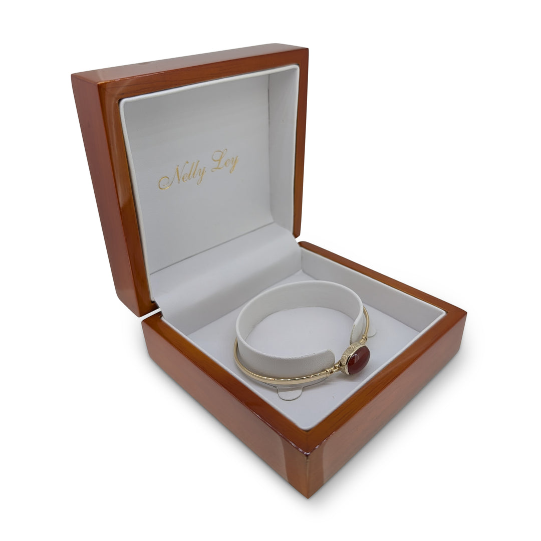 9ct Gold Carnelian Bracelet – Oval Natural Carnelian Gemstone