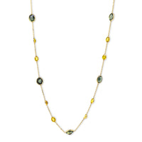 18ct Gold Teal & Yellow Sapphire Necklace