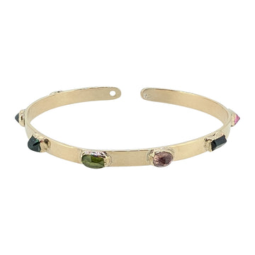 9ct Yellow Gold Tourmaline & Peridot Bangle – Artisan Gemstone Design