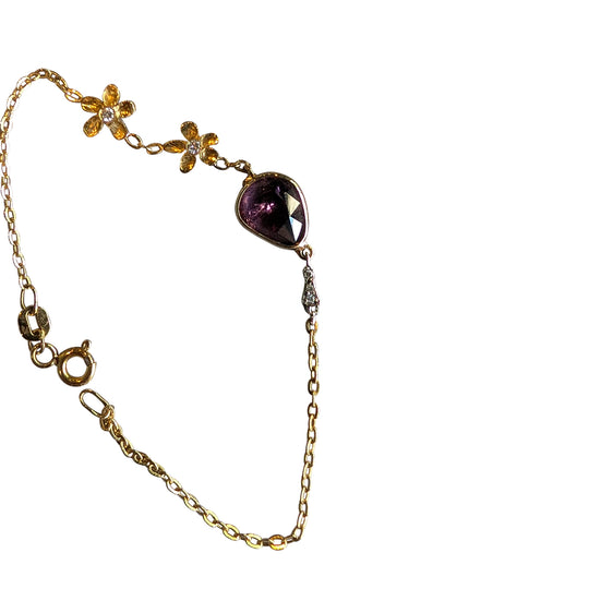 18ct Yellow Gold Tourmaline & Diamond Floral Bracelet – Artisan Jewellery
