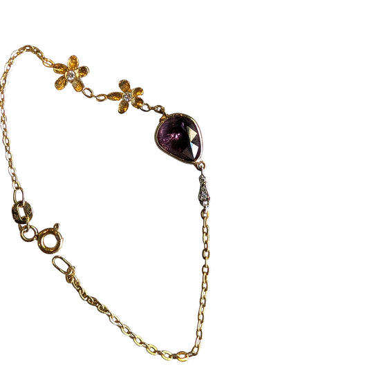 18ct Yellow Gold Tourmaline & Diamond Floral Bracelet – Artisan Jewellery