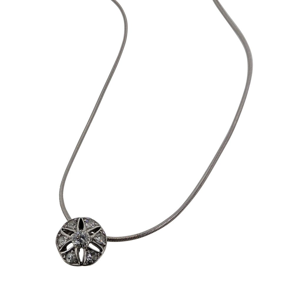 18ct White Gold Natural Diamond Floral Necklace