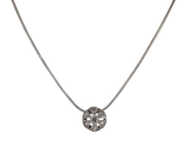 18ct White Gold Natural Diamond Floral Necklace