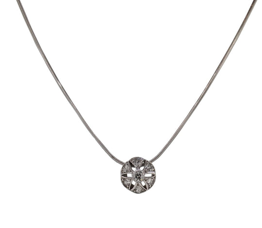 18ct White Gold Natural Diamond Floral Necklace
