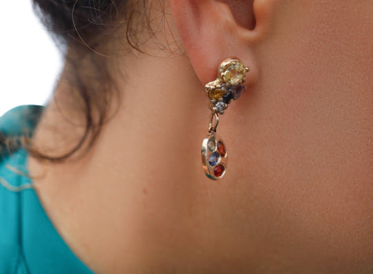 Fruvia Earrings – Multicolour Sapphire & Diamond in Gold