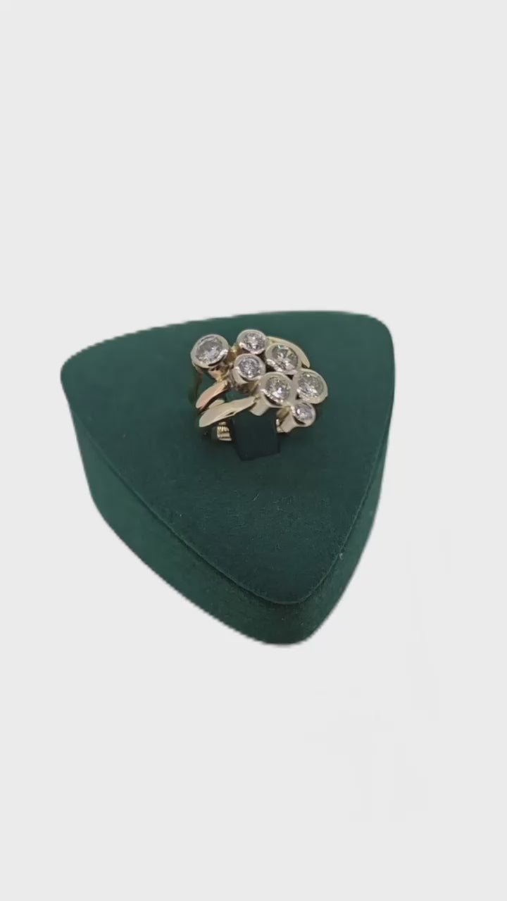Tri Colour 18ct Gold Diamond Ring – Bubble Design with 2.5ct Brilliant Diamonds