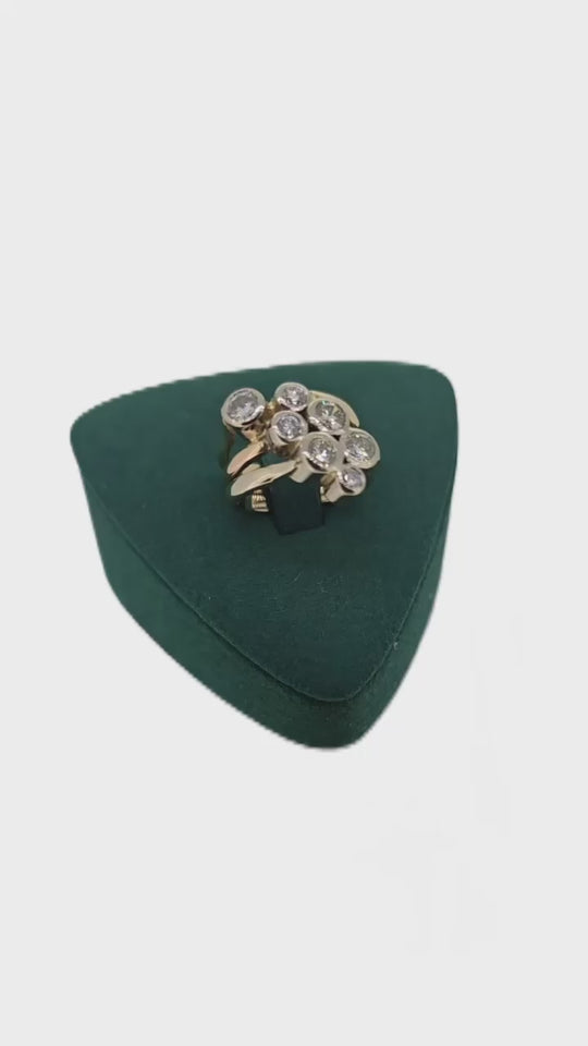 Tri Colour 18ct Gold Diamond Ring – Bubble Design with 2.5ct Brilliant Diamonds