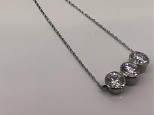 18ct White Gold Diamond Trilogy Necklace