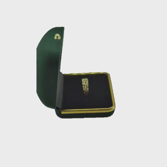 9ct Yellow Gold Lily of the Valley Wedding Ring – Ladies Carved Band