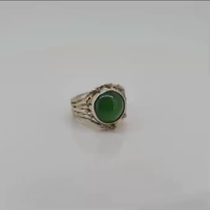 18ct Yellow Gold Jade & Diamond Ring – Galaxy Design Statement Ring