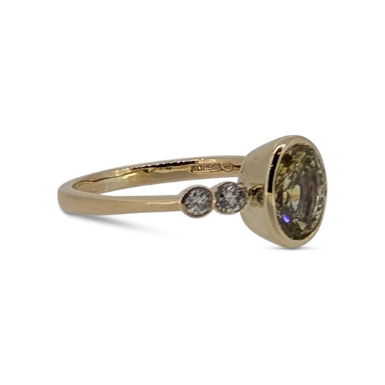 Natural Yellow Sapphire & Diamond Ring