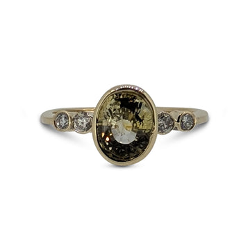 Natural Yellow Sapphire & Diamond Ring