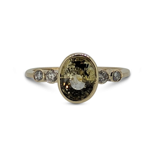 Natural Yellow Sapphire & Diamond Ring