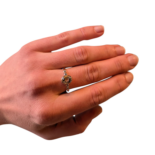 Natural Yellow Sapphire & Diamond Ring