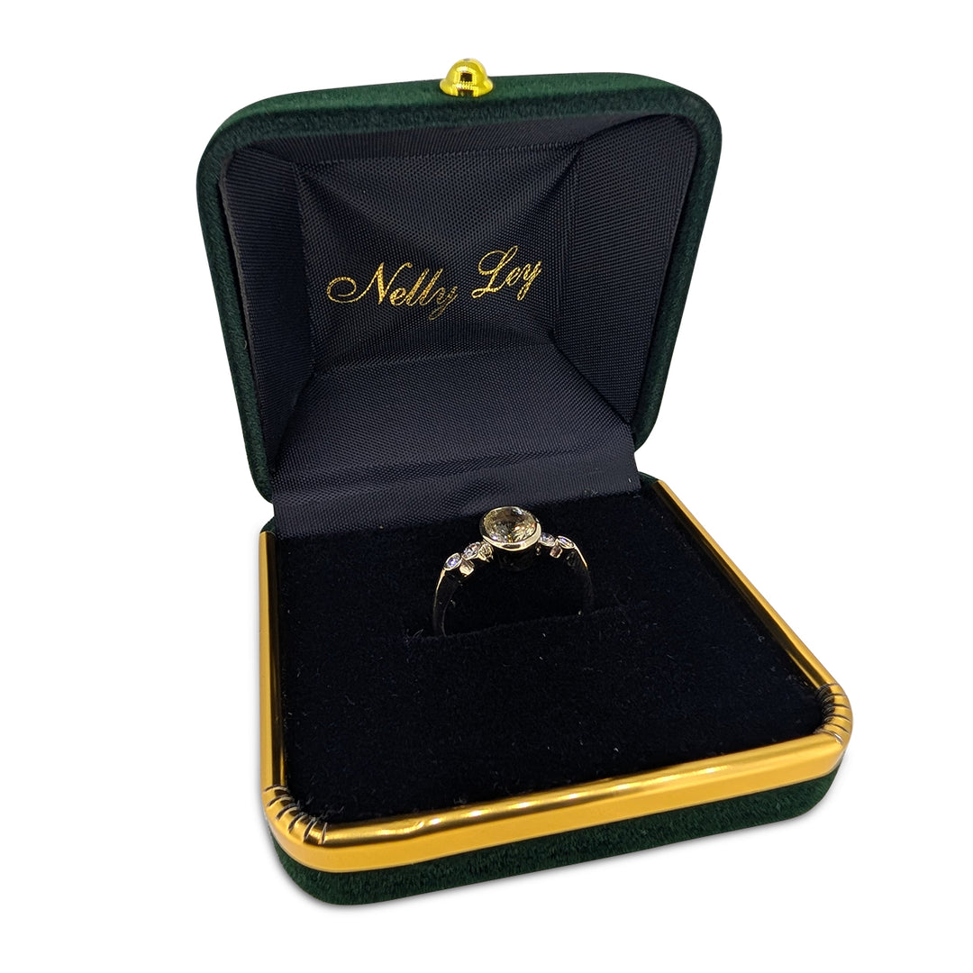 Natural Yellow Sapphire & Diamond Ring