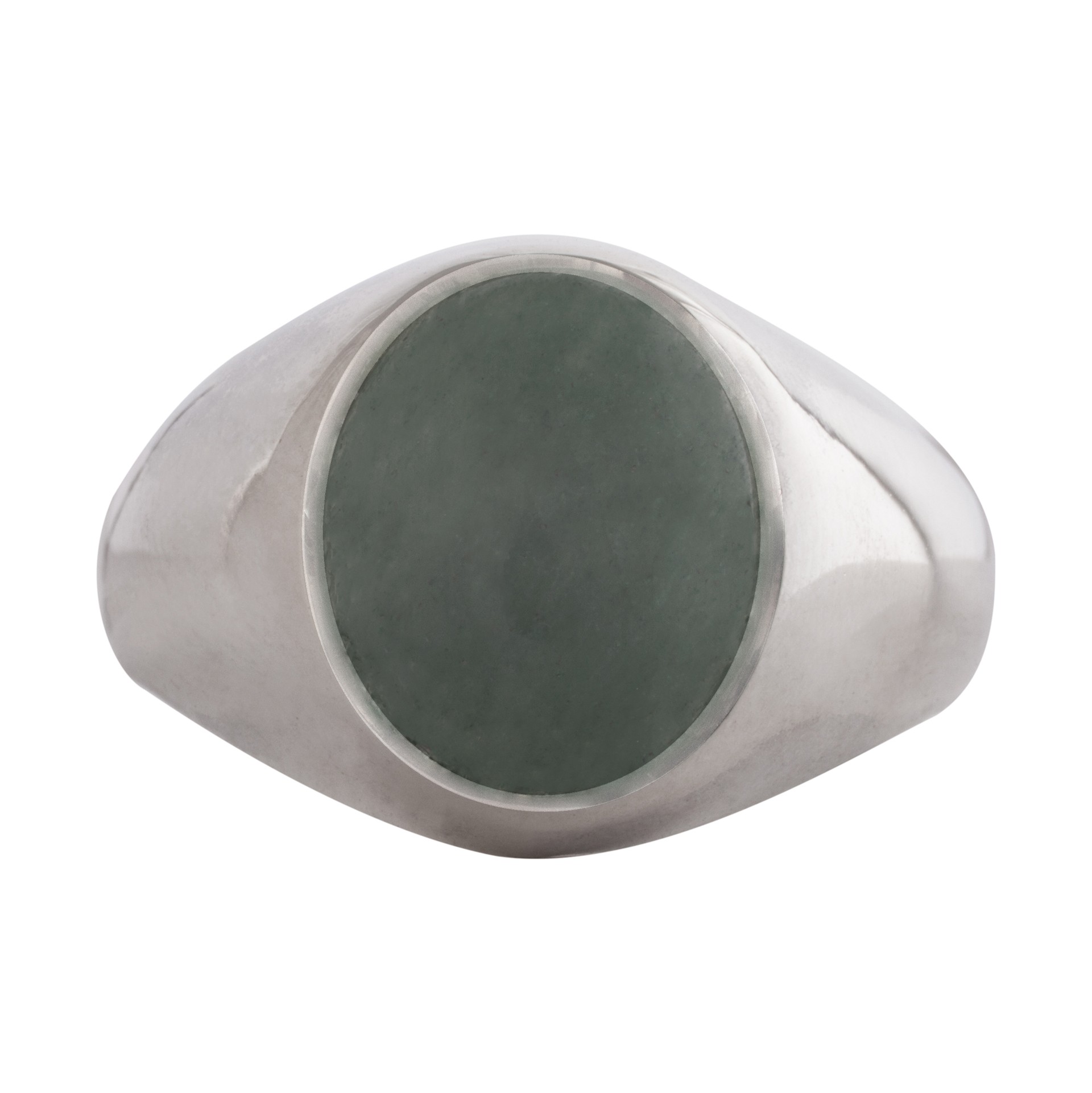 Green agate stone signet ring
