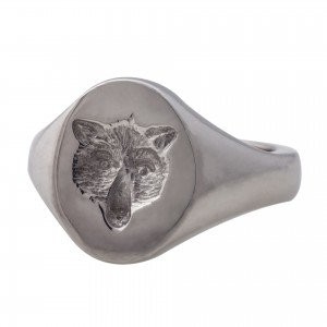 Seal engraved  'BEAR' solid silver signet ring