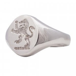 Seal engraved 'lion' solid silver signet 