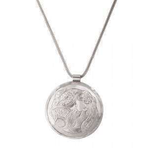Silver Venus necklace disc 